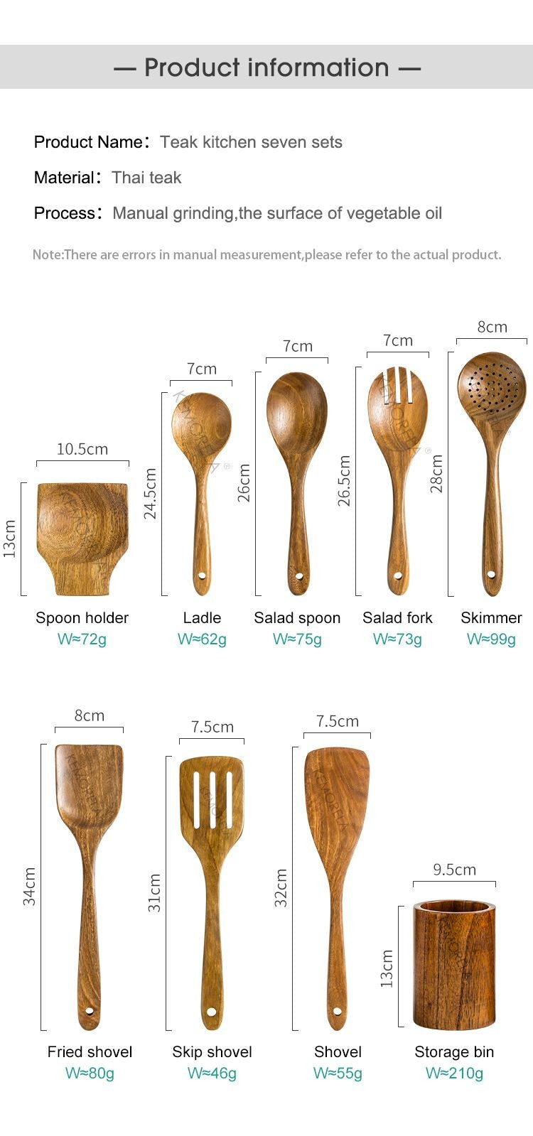 9 colheres de madeira dos pedaços para cozinhar, boneca de madeira para cozinhar